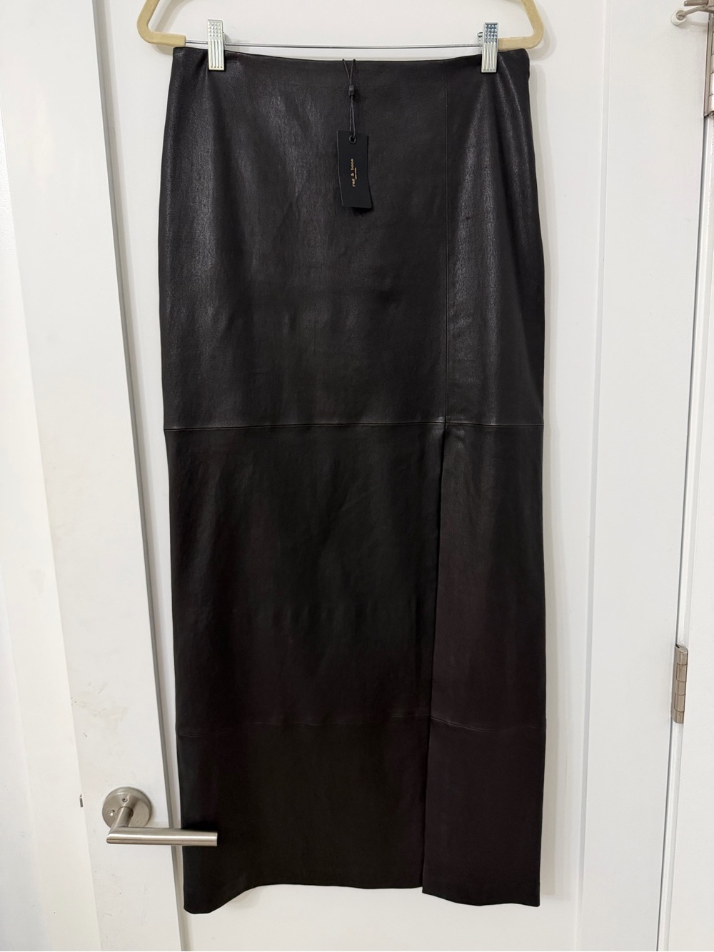 rag & bone Black Leather Maxi Skirt
